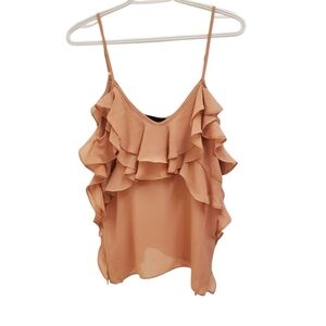 Know One Cares Ruffle Cami Top Sleeveless Blouse Party XS/X Chico